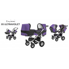 BABYACTIVE TWINNI CLASSIC for twins Stroller 3in1, 05/01 Ultraviolet purple with white frame