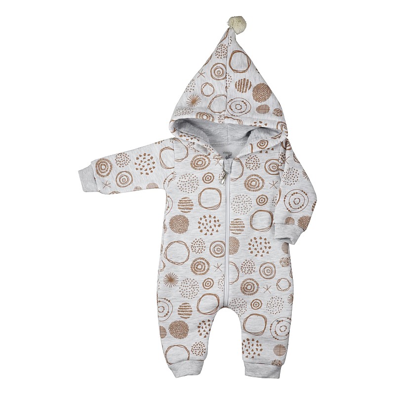 KOALA CIRCLES romper with long sleeves and hood 09-731, size 68 brown