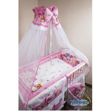 ANKRAS OWLS bed linen 4 parts 120h90sm - 360sm - Pink