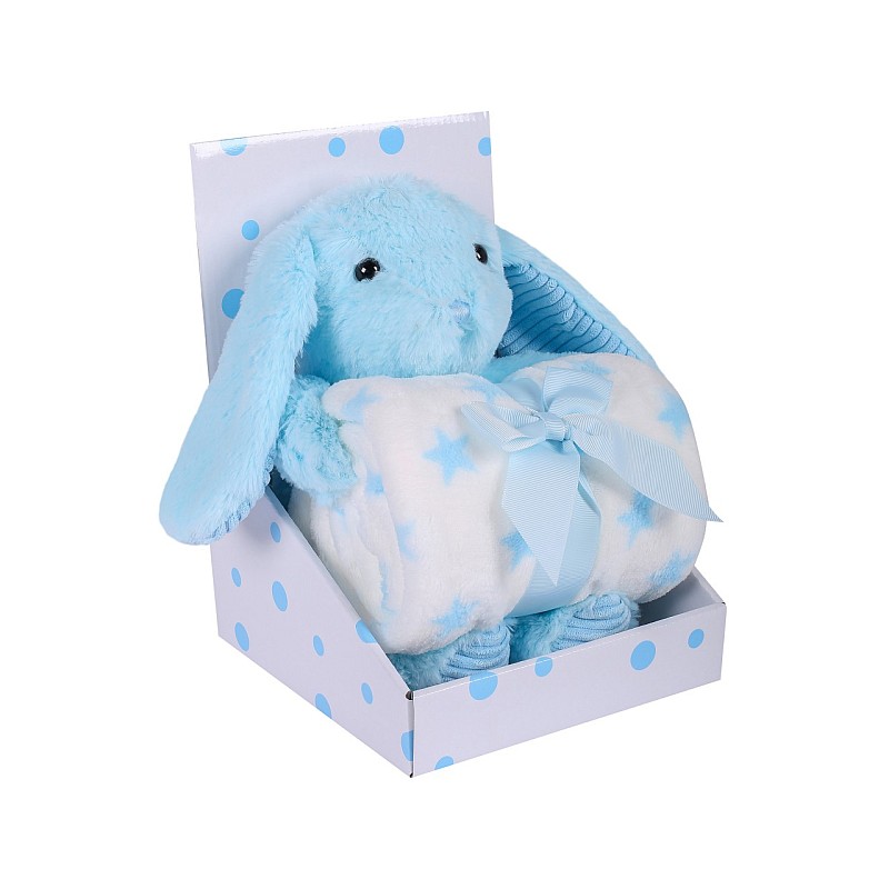 DUET BABY EASY CARE Blanket 75x100cm + Toy 562 RABBIT blue (745617)