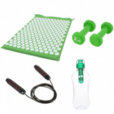 Gym set with acupressure mat and drinker