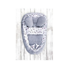 BELISIMA MINKY STRZALKI nest for the newborn with a blanket, P01-990, pelēka-pink