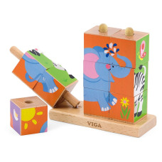 VIGA stacking cube puzzle WILD ANIMALS 9gb. 24m+, 50834