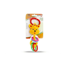 AM rubber toy with rings 094A yellow giraffe