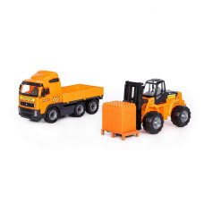 POLESIE PowerTruck ramp truck + Fork lift + Construction set SuperMix-30 on pallet (box) P 36858