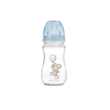 CANPOL BABIES EasyStart Little Cutie PP bottle with 240ml wide neck and silicone teat blue 3m + 35/219