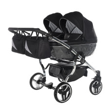 JUNAMA V3 DUO S LINE  stroller for twins 2in1, 01 BLACK + GRAY