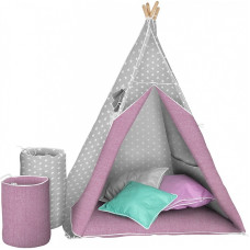 AKUKU TEEPEE children's wigwam TIPI A1903 GREY/PINK