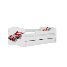 KOCOT KIDS Bed babydreams white racing car with drawer with mattress 180/80