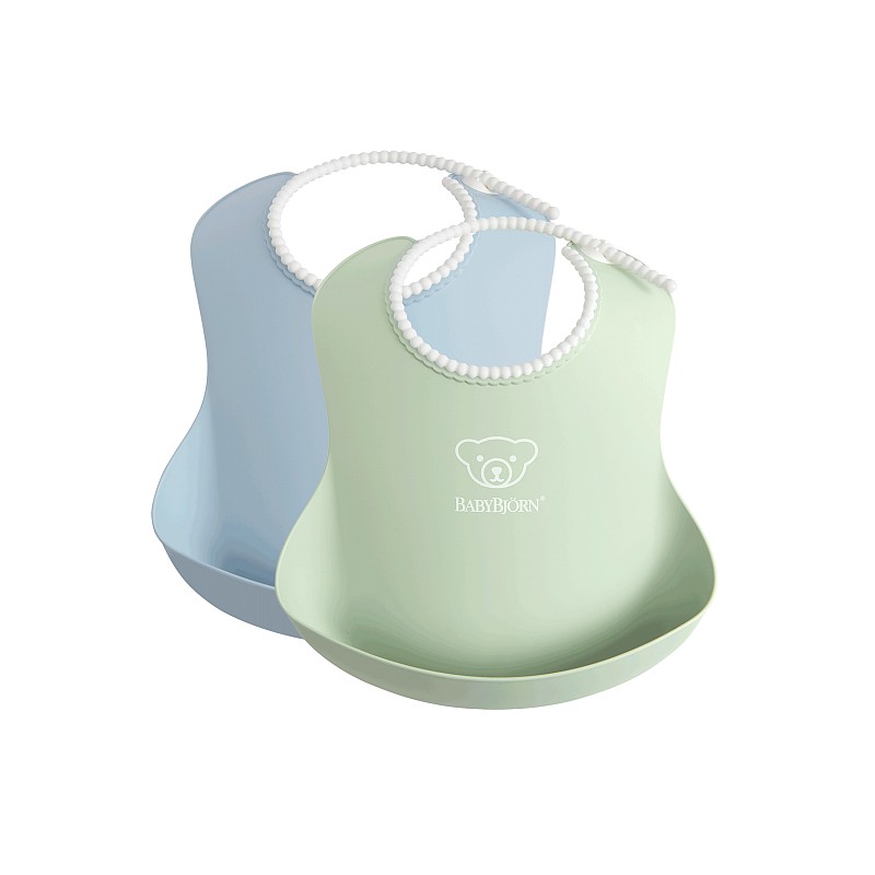 BABYBJORN BIB soft bib 2 pcs. 4M +, 046344 POWDER GREEN / POWDER BLUE