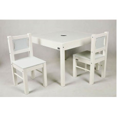 DREWEX table with 2 chairs, white / blue