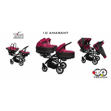 BABYACTIVE TRIPPY Premium Stroller for triplets 3in1 10 AMARANT with black frame