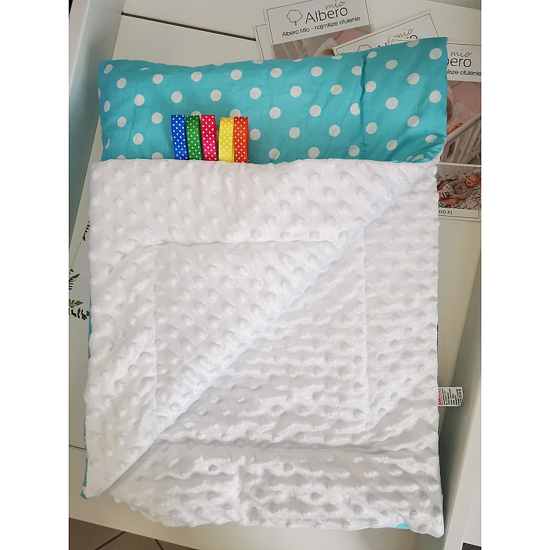 ANKRAS MINKY Dots blanket 75x100cm white/turquoise