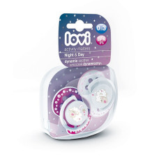 LOVI dynamic silicone dummy NIGHT & DAY 0-3months (2 pcs.), 22/809