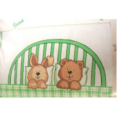 KIECZMERSKI SLEEPY BEAR AND RABBIT bed linen 4 parts 135h100sm - 360sm - Green