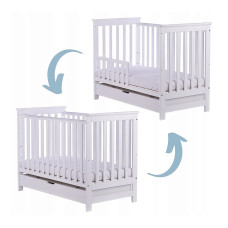 DREWEX COZY FOX baby cot with crib and storage box 120x60cm, white