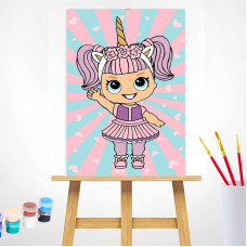 TSVETNOY Painting set by numbers 20x30cm Little Girl in a Unicorn Dress, MC1092e