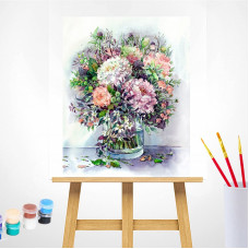 TSVETNOY Painting set by numbers 40x50cm Bouquet with peonies and herbs in lilac colors, MG2061e