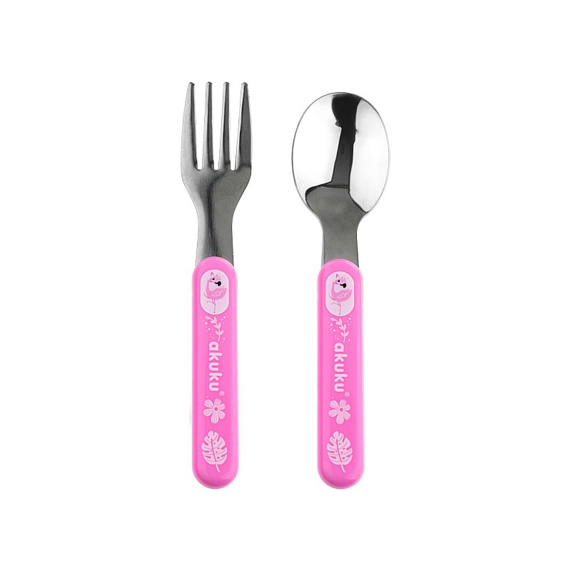 AKUKU Spoon and fork steel A0101 pink