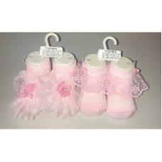 TOMBIS Baby socks with lace 0-6m, 5340824 pink