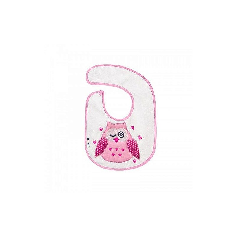 AKUKU Small bib with velcro closure 1pcs. A1305 OWL pink