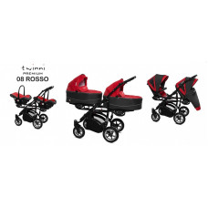 BABYACTIVE TWINNI PREMIUM Stroller for twins 3in1 ROSSO, 08 black frame