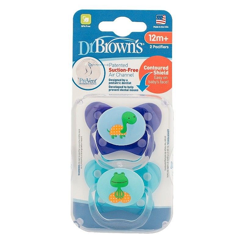 DR.BROWNS PreVent Contoured Butterfly silicone pacifier 12m. 2 pcs. Blue PV32001-P4 SALE