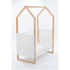 DREWEX LITTLE HOUSE baby cot with removable side 120x60cm, white / beech