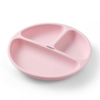 BABYONO silicone suction plate with compartments 1482/02 pink