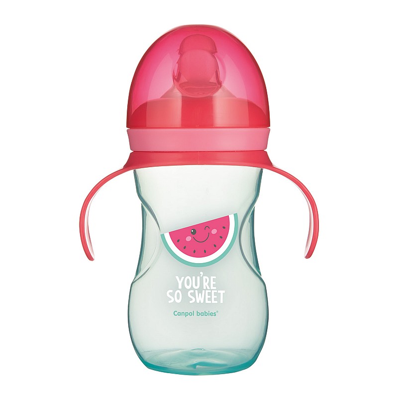 CANPOL BABIES SO COOL mācību krūzīte ar silikona uzgali 270ml 6m+ 57/304 pink