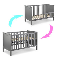 KLUPS IWO baby cot with safety crib 120x60cm, graphite