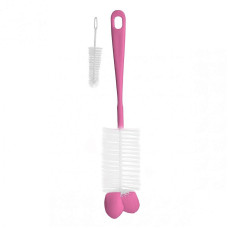 BABYONO Brush for bottles and teats with sponge 720/0, pink