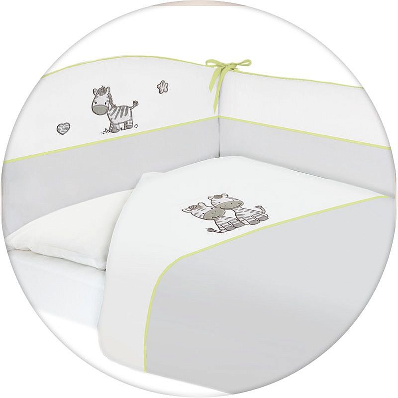 CEBABABY bed linen 3 pieces with embroidery 135h100sm ZEBRA GREY