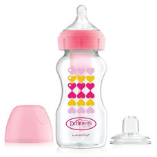 DR.BROWNS Wide-Neck Options+ feeding bottle with wide neck and silicone spout 6m+ 270ml. 1pcs. pink WB91604-P3