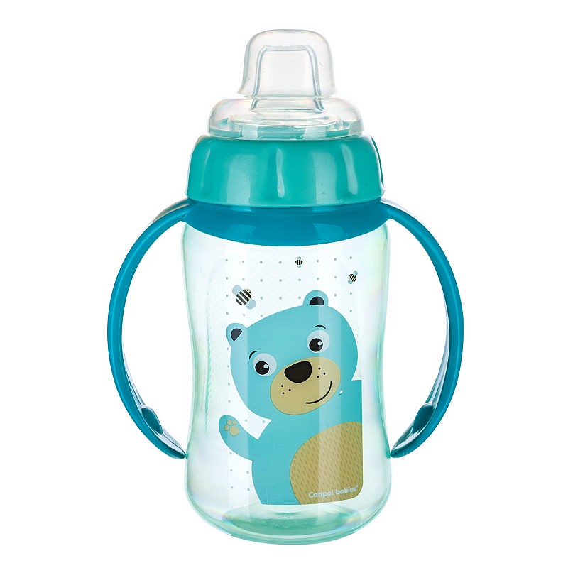 CANPOL BABIES Cute animals learning cup with silicone spout 6м+. 320ml, 56/512 turquoise