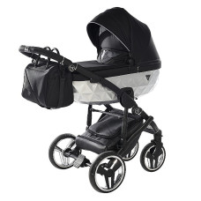 JUNAMA FLUO V3 SATIN Universal stroller 2in1, col. 01 BLACK + SILVER