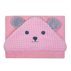 DUET BABY ANIMALS hooded towel 100x100cm 322 pink Bear