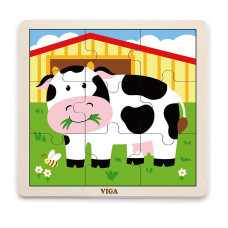 VIGA wooden puzzle 9 el. - Cow 51438