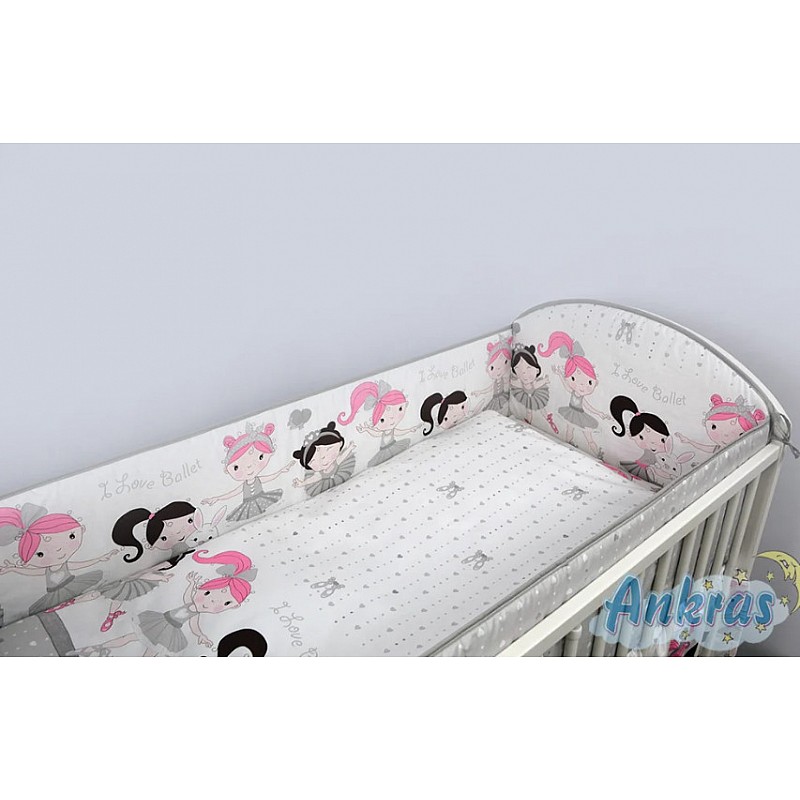 ANKRAS BALLERINA protector for crib rungs 360cm, grey/white