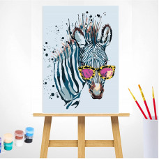 TSVETNOY Painting set by numbers 30x40cm Zebra with Glasses, ME1114e