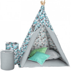 AKUKU TEEPEE children's wigwam TIPI A1904 TURQUOISE/GREY