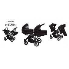 BABYACTIVE TWINNI PREMIUM Stroller for twins 3in1 BLACK, the black frame 07