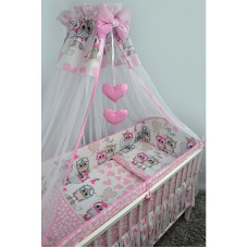 ANKRAS OWLS AND HEARTS Bed linen 2 piece pink 120x90sm