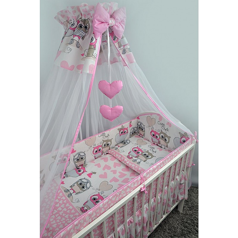 ANKRAS OWLS AND HEARTS Bed linen 2 piece pink 120x90sm