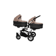 BABYACTIVE TWINNI PREMIUM Stroller for twins BEIGE, 12 white frame