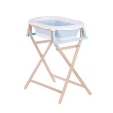 TO-MA Folding bath + stand BATH&CARE, blue/beech