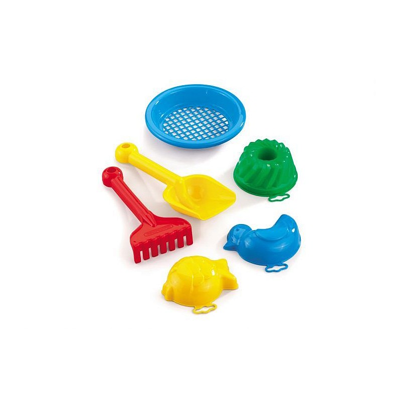 MARIOINEX toys for beach Shovel, rake, 3 molds, sieve, 900314 SALE