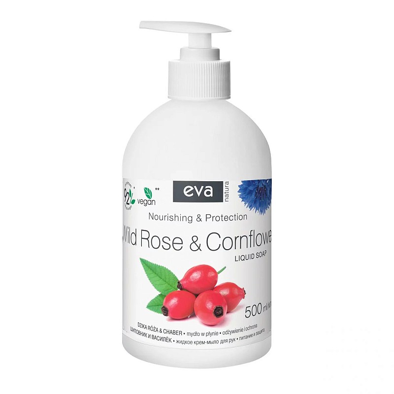 EVA NATURA krēmveida roku ziepes Wild Rose&Cornflower, 500 ml