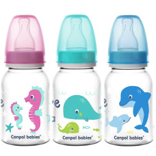 CANPOL BABIES Bottle 120ml with silicone teat 3m+ Love and Sea 59/300