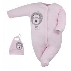 KOALA SIMBA romper with long sleeves + 07-475 cap size 56 pink